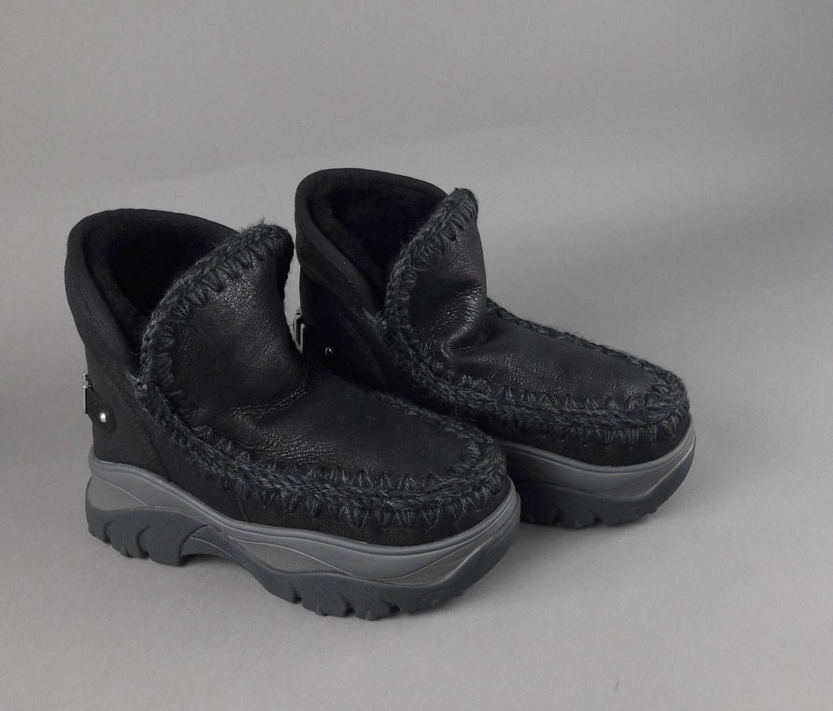Mou Eskimo Chunky Sneakers Donna Montone Double-Face Metal Cracked Nero