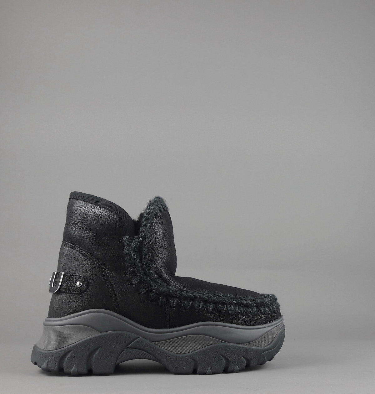 Mou Eskimo Chunky Sneakers Donna Montone Double-Face Metal Cracked Nero
