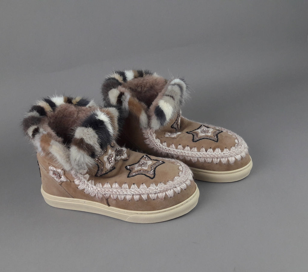 Mou Eskimo Sneakers Donna Montone Con Visone Marrone