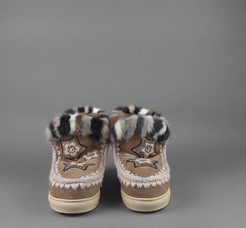 Mou Eskimo Sneakers Donna Montone Con Visone Marrone