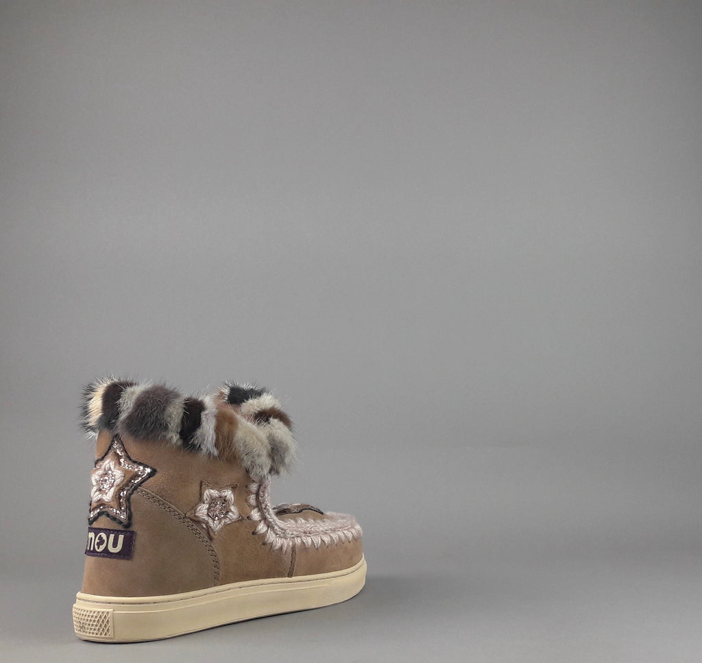 Mou Eskimo Sneakers Donna Montone Con Visone Marrone