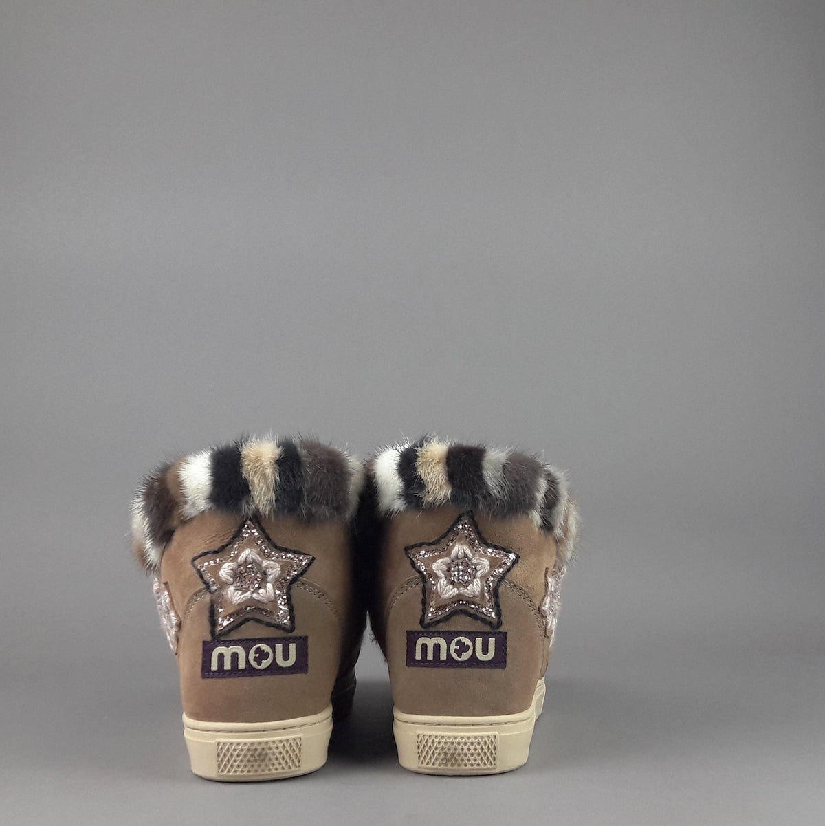 Mou Eskimo Sneakers Donna Montone Con Visone Marrone
