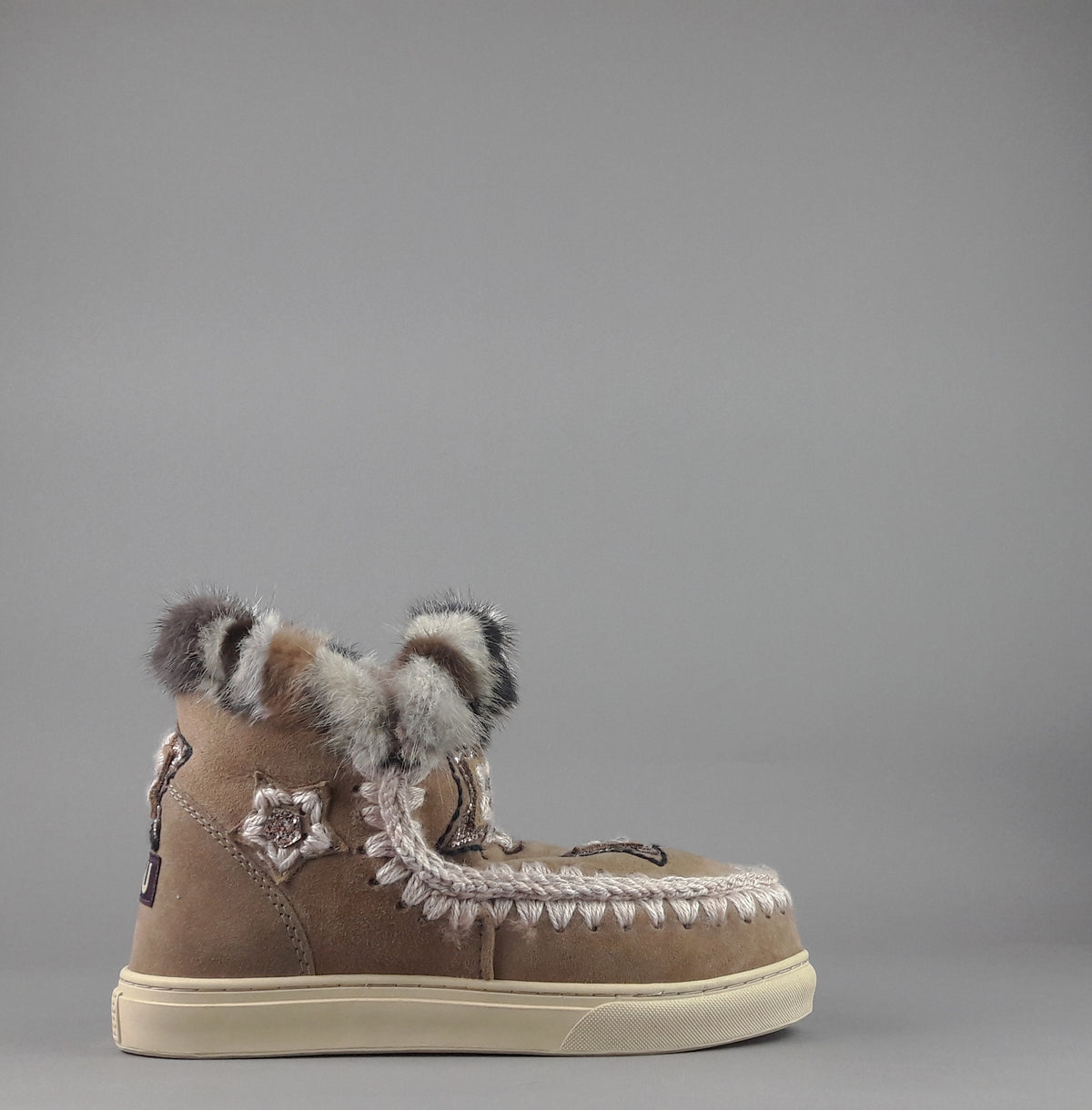 Mou Eskimo Sneakers Donna Montone Con Visone Marrone