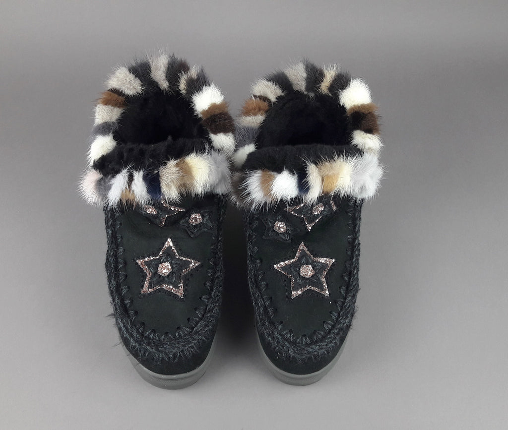 Mou Eskimo Sneakers Donna Montone Con Visone Nero