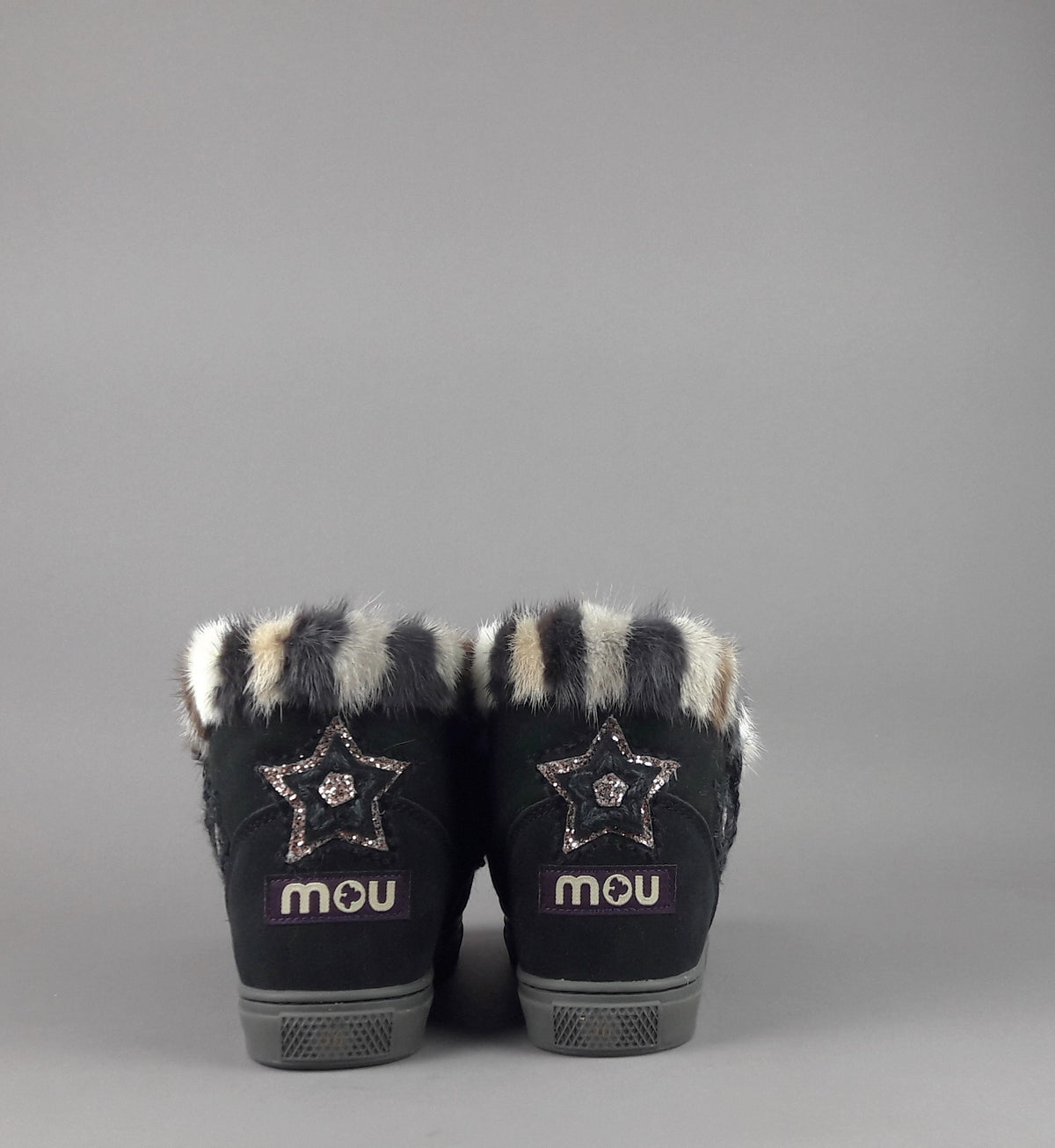 Mou Eskimo Sneakers Donna Montone Double-Face Con Visone Nero