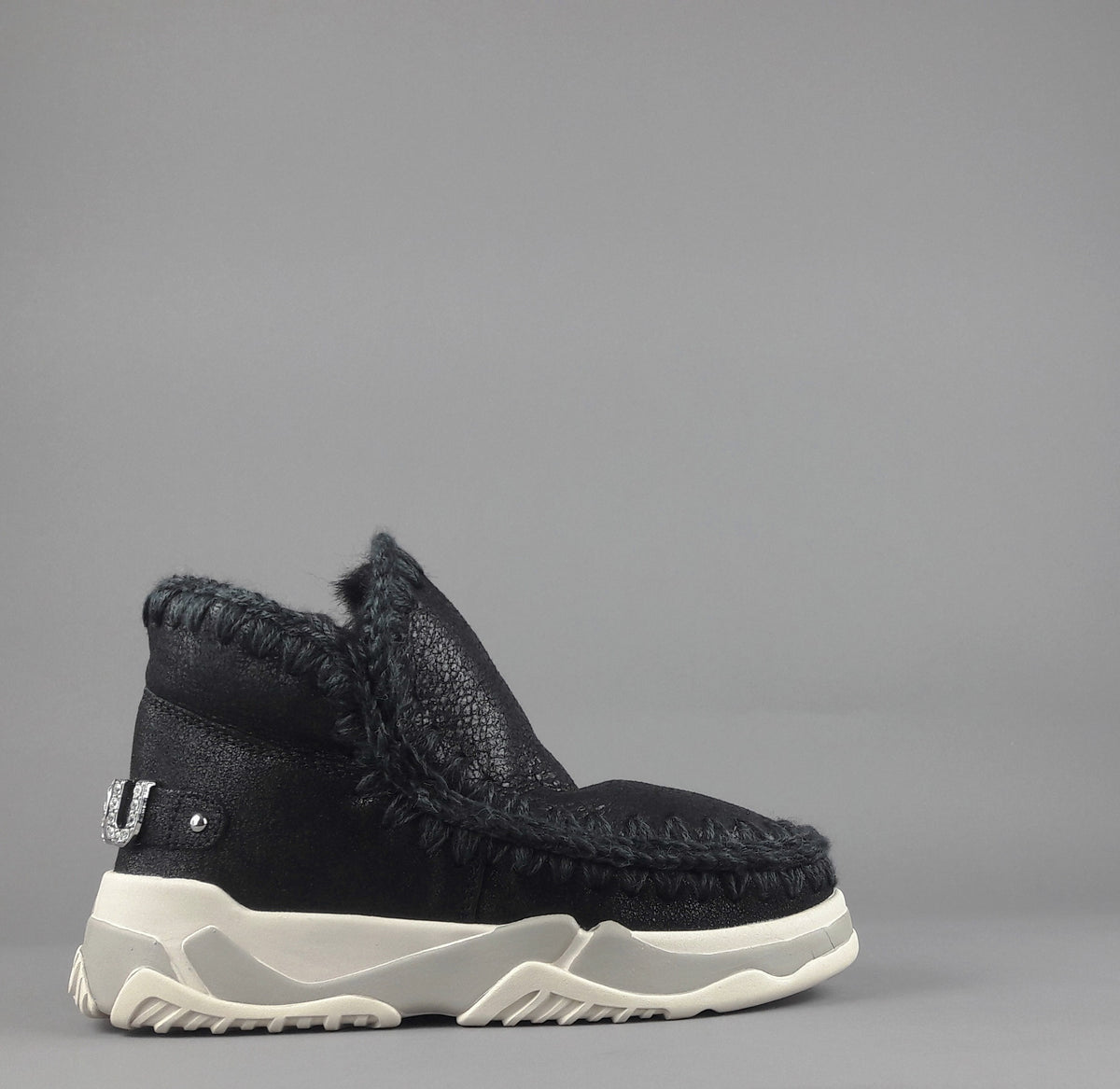 Mou Eskimo Trainer Donna Montone Metal Cracked Nero
