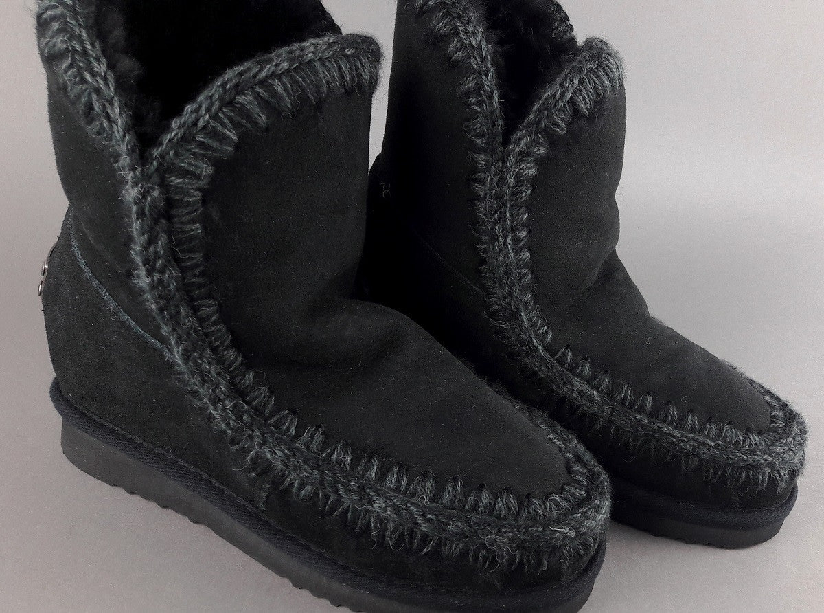 Mou Eskimo Wedge Donna Montone Double-Face Nero