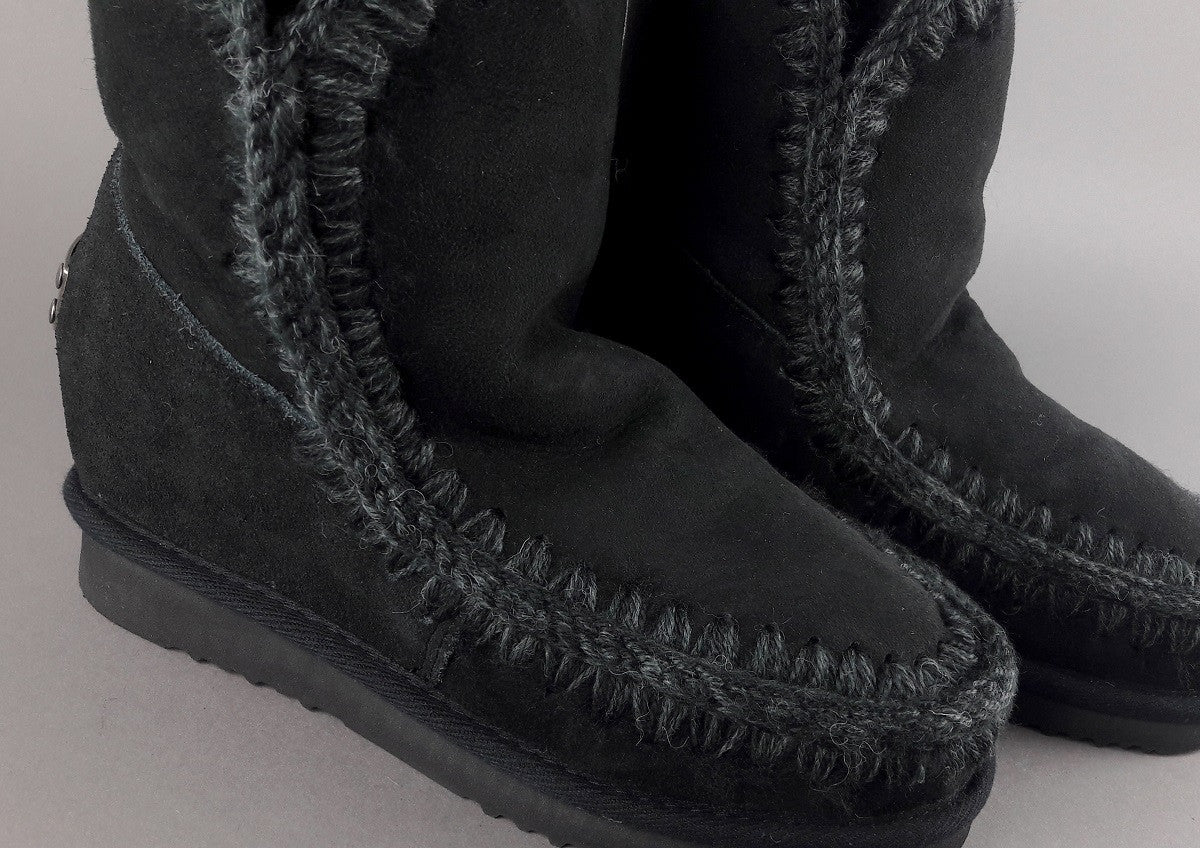 Mou Eskimo Wedge Donna Montone Double-Face Nero