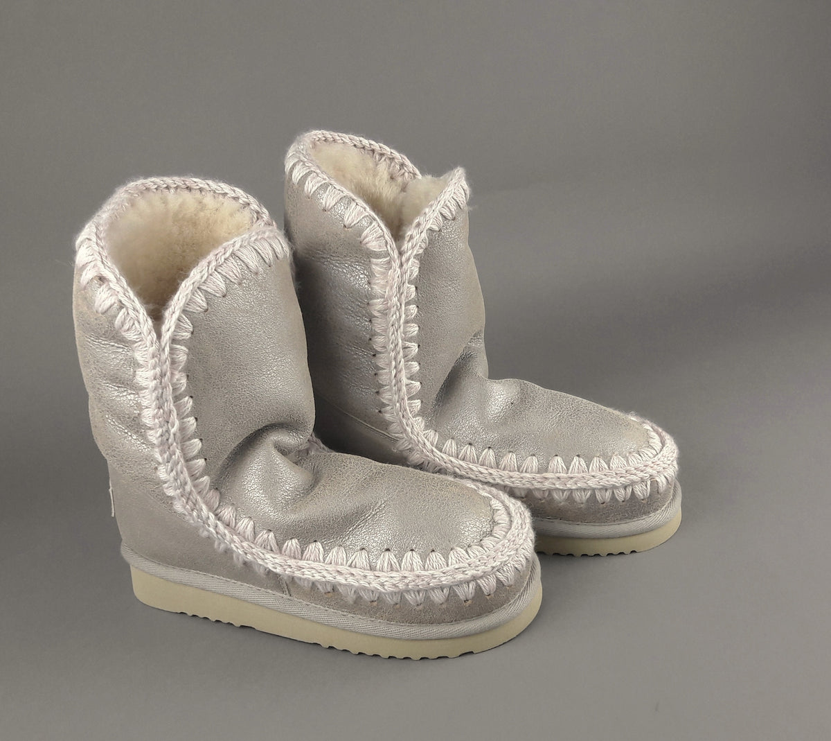 Mou Eskimo 24 Donna Montone Double-Face Metal Cracked Grigio Chiaro