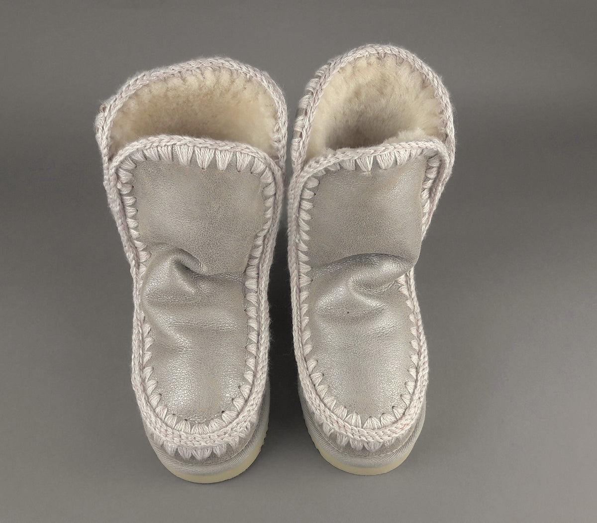 Mou Eskimo 24 Donna Montone Double-Face Metal Cracked Grigio Chiaro