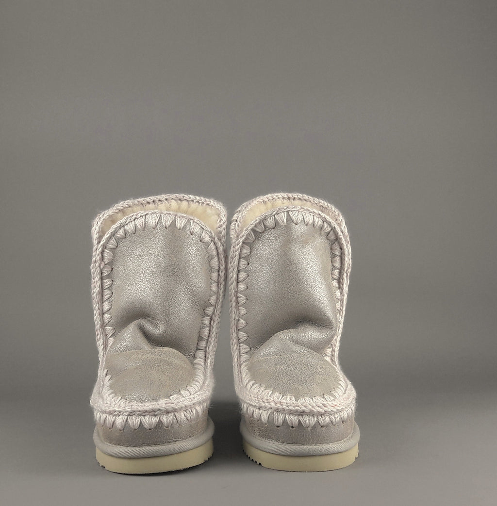Mou Eskimo 24 Donna Montone Double-Face Metal Cracked Grigio Chiaro