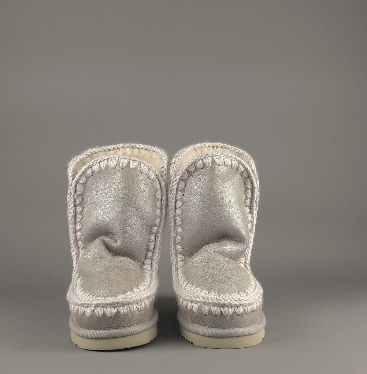 Mou Eskimo 24 Donna Montone Double-Face Metal Cracked Grigio Chiaro