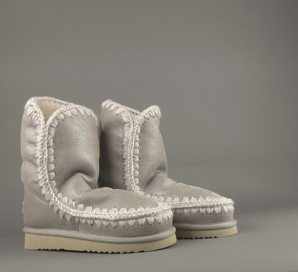 Mou Eskimo 24 Donna Montone Double-Face Metal Cracked Grigio Chiaro