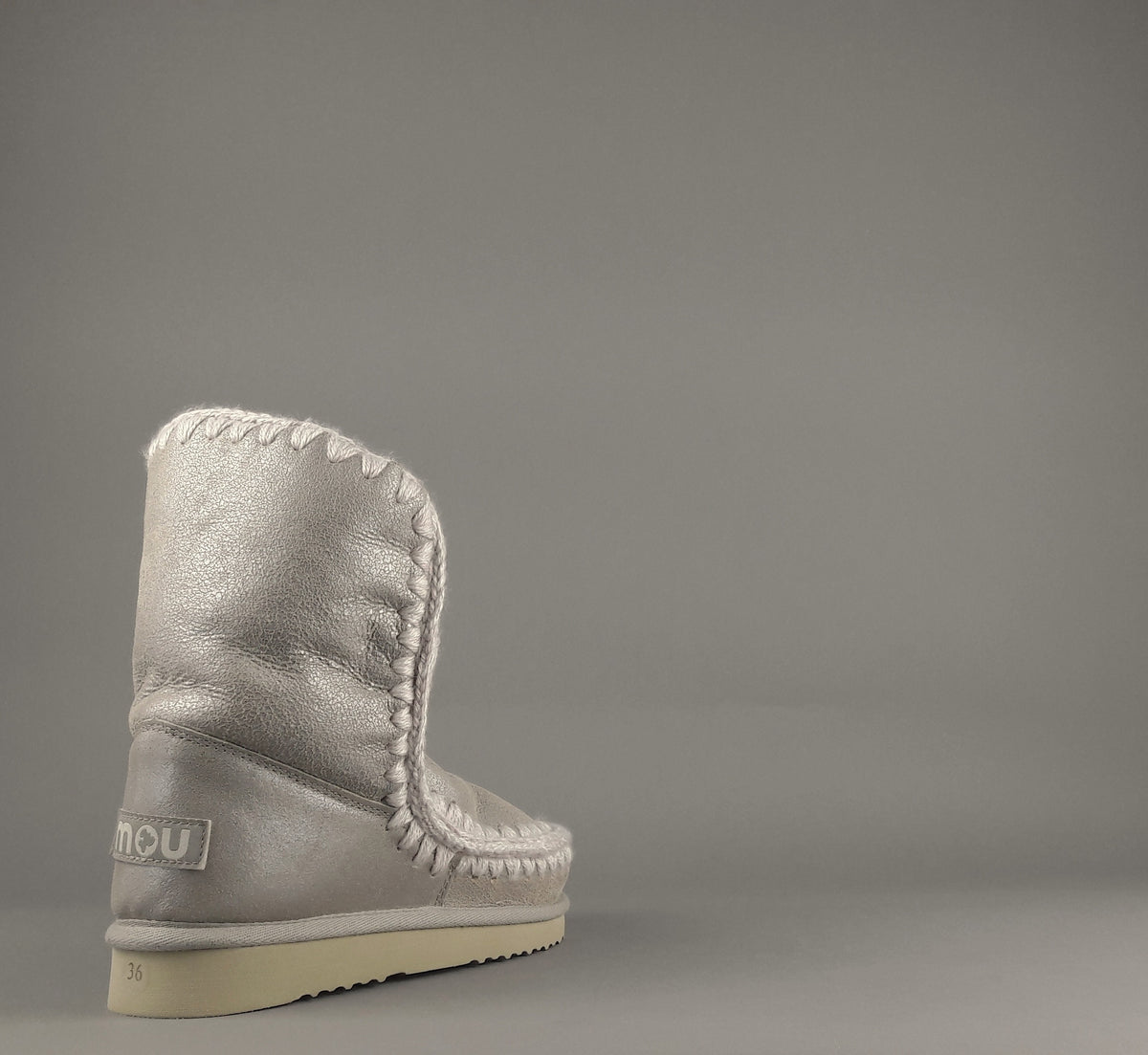Mou Eskimo 24 Donna Montone Double-Face Metal Cracked Grigio Chiaro