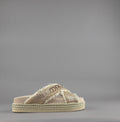 Mou Sandalo Criss-Cross Donna Rafia Beige Oro