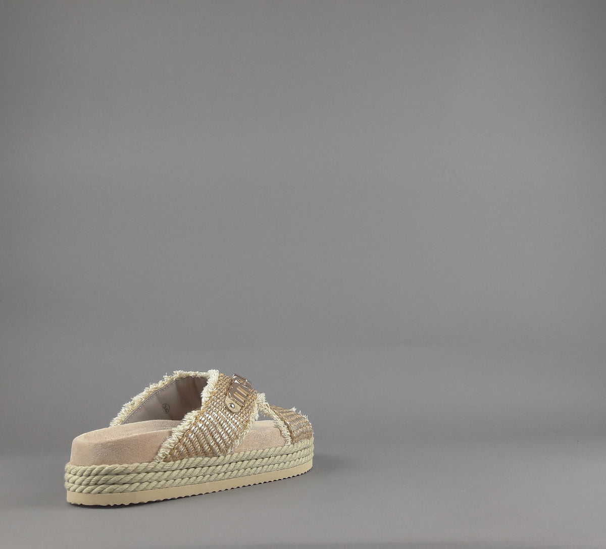 Mou Sandalo Criss-Cross Donna Rafia Beige Oro