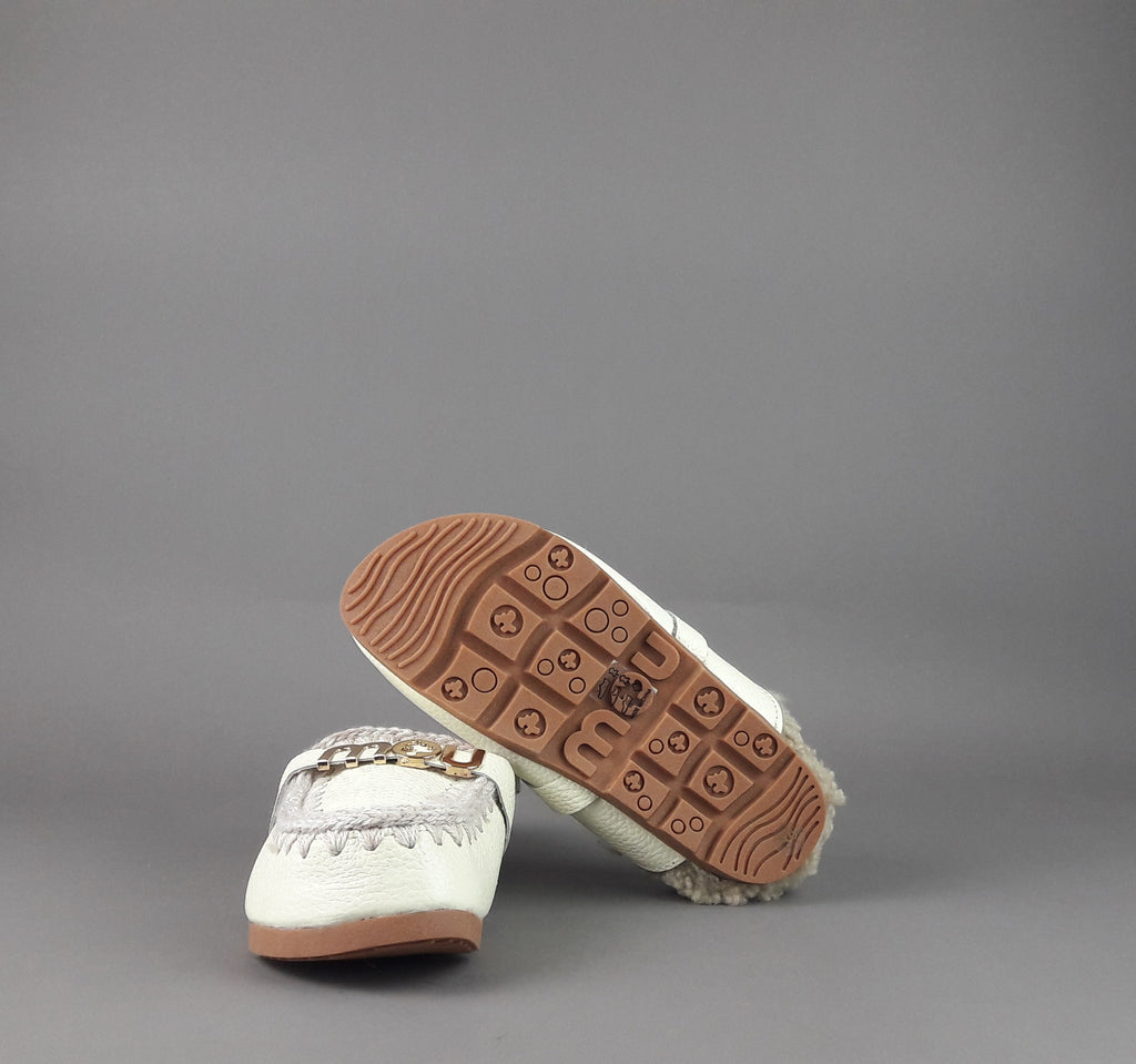 Mou Slipper Eskimo Donna Montone Effetto Pelle Martellata Bianco