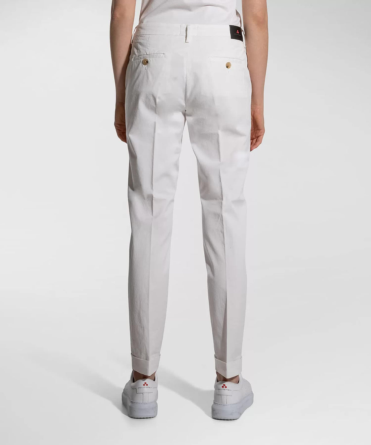 Peuterey Pantalone Gambardine Di Cotone Stretch Donna Bianco