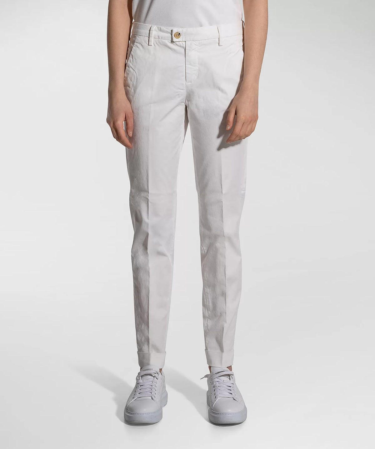 Peuterey Pantalone Gambardine Di Cotone Stretch Donna Bianco