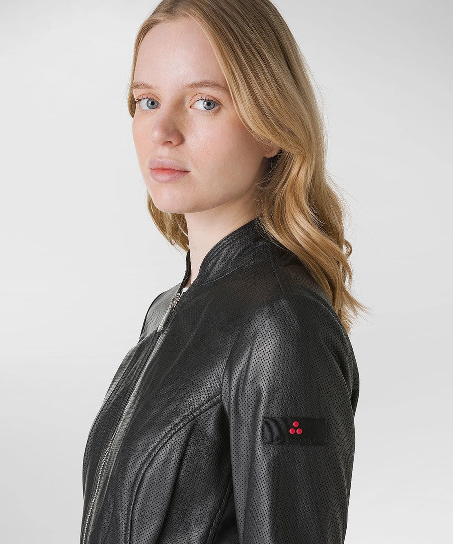 Peuterey Giubbino Biker Donna Pelle Nero