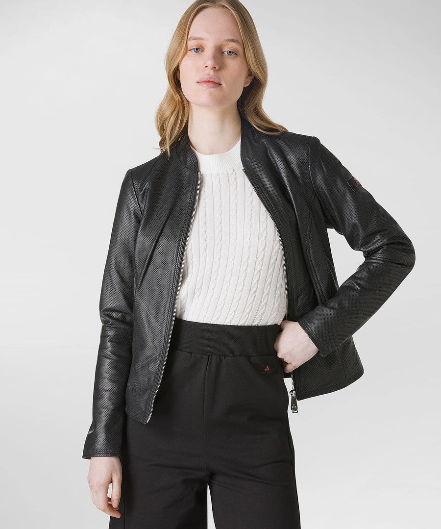 Peuterey Giubbino Biker Donna Pelle Nero