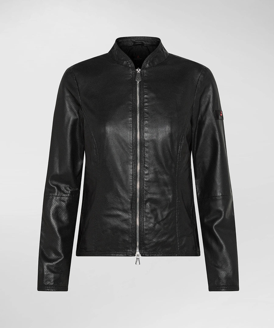 Peuterey Giubbino Biker Donna Pelle Nero