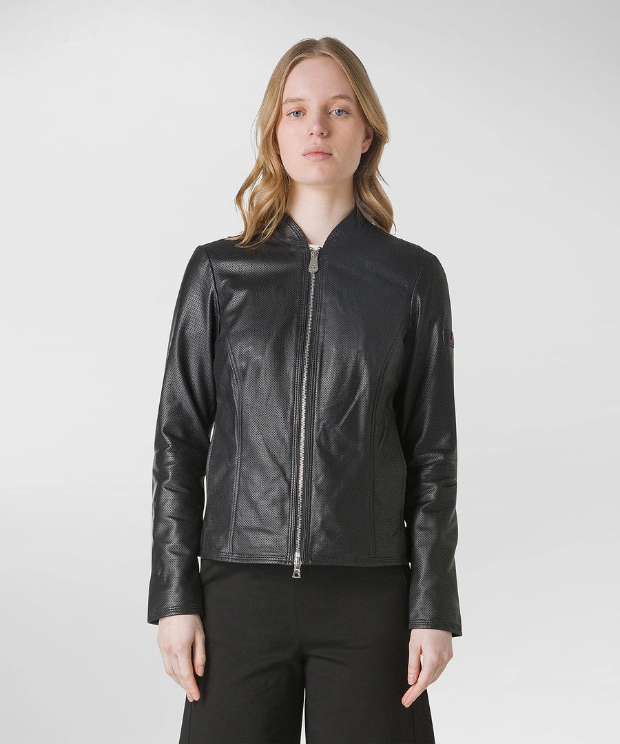 Peuterey Giubbino Biker Donna Pelle Nero
