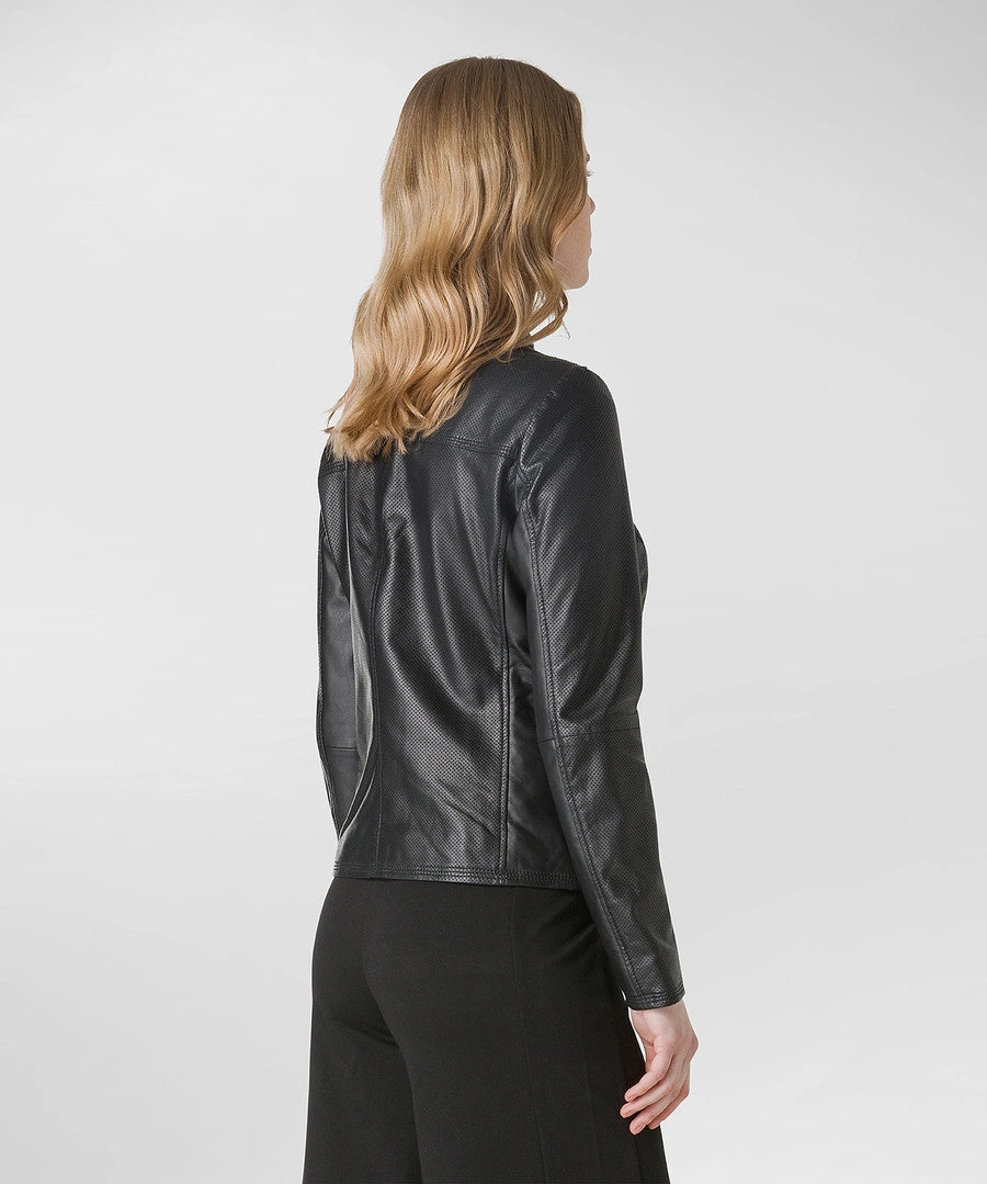 Peuterey Giubbino Biker Donna Pelle Nero