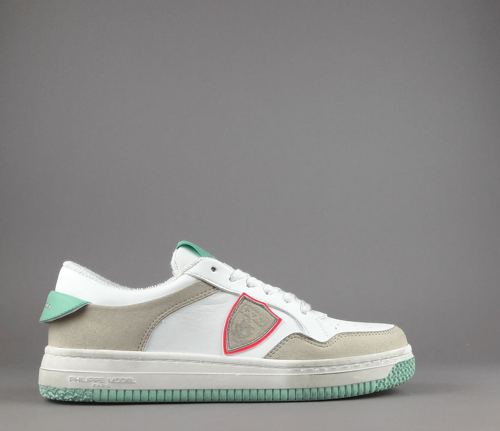 Philippe Model Sneakers Donna Lyon Microfibra Vegan Bianco Verde Tiffany