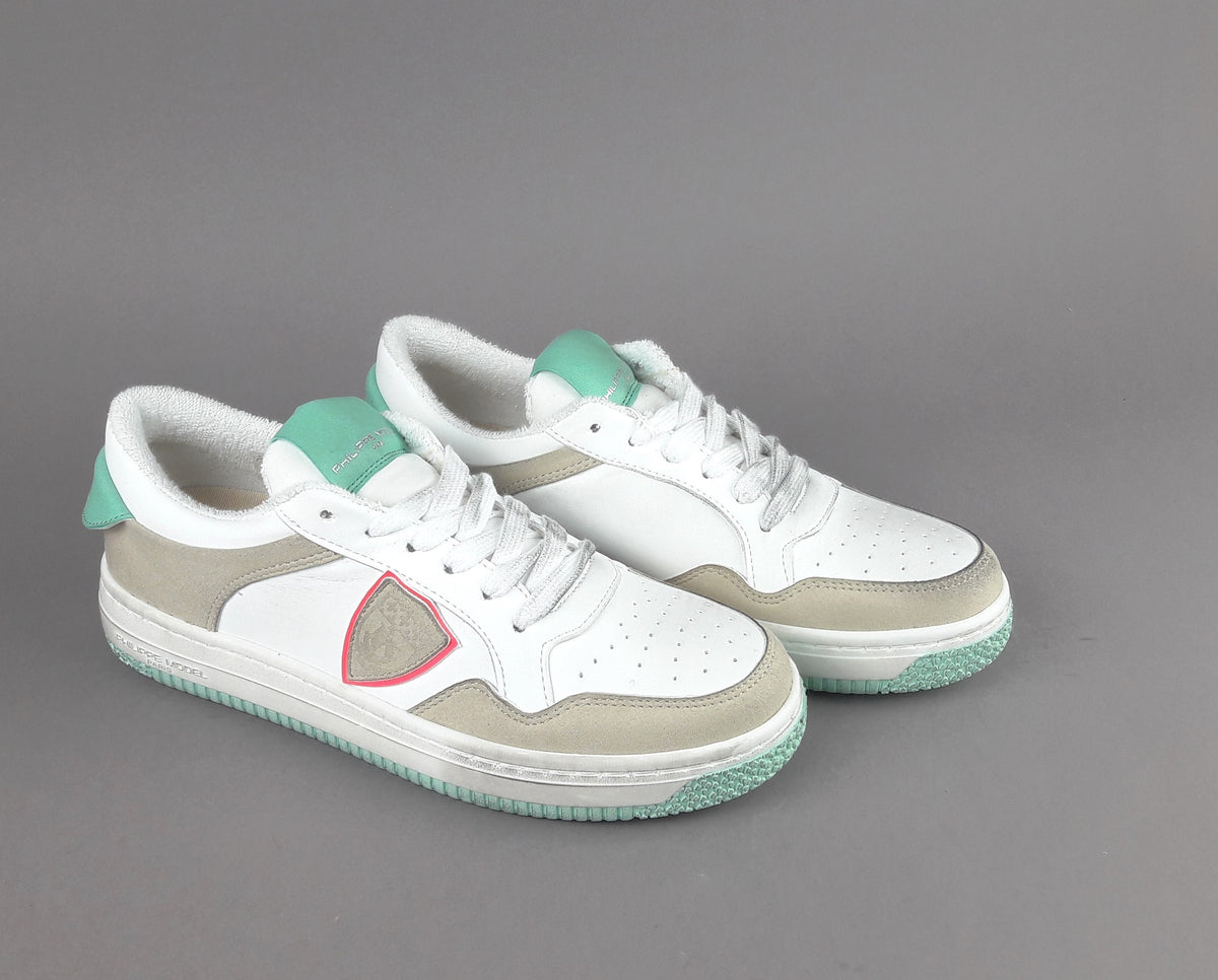 Philippe Model Sneakers Donna Lyon Microfibra Vegan Bianco Verde Tiffany