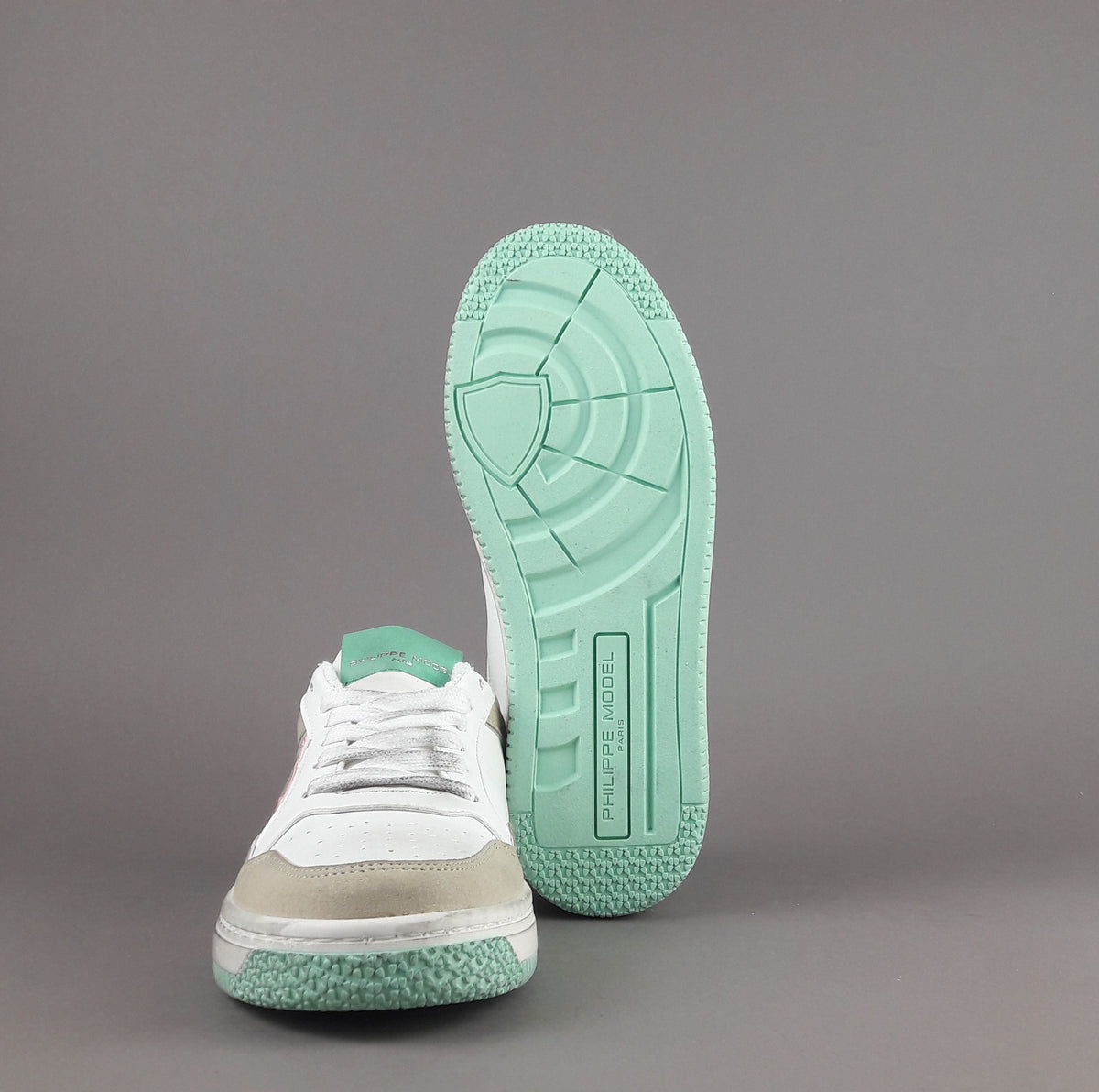 Philippe Model Sneakers Donna Lyon Microfibra Vegan Bianco Verde Tiffany