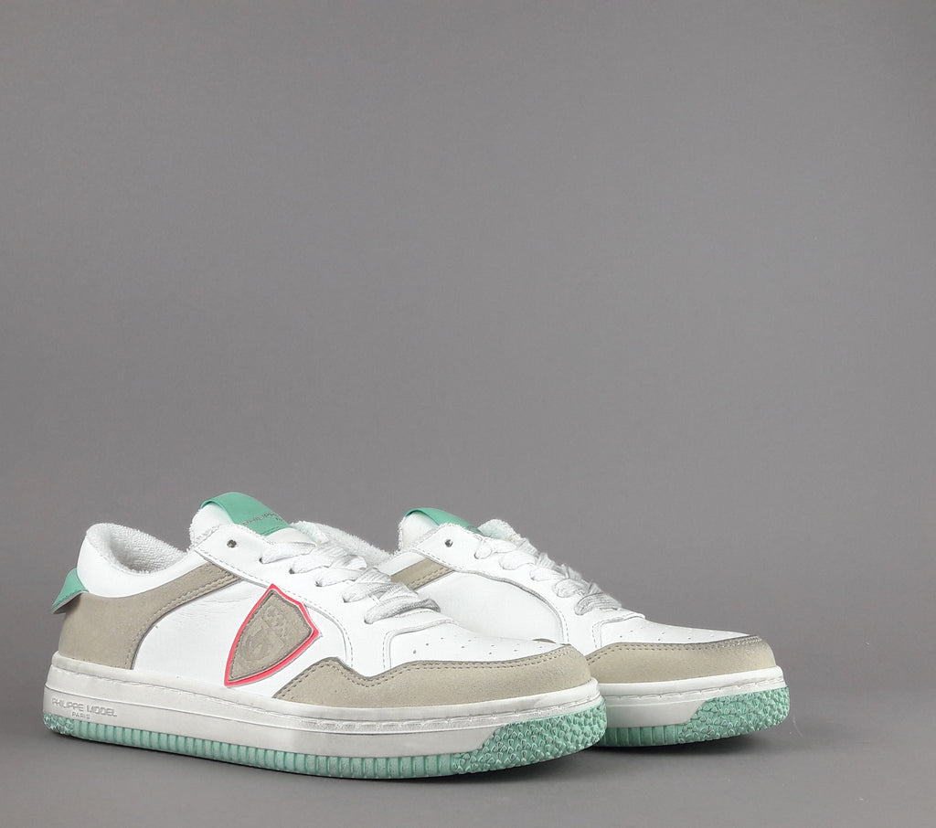Philippe Model Sneakers Donna Lyon Microfibra Vegan Bianco Verde Tiffany