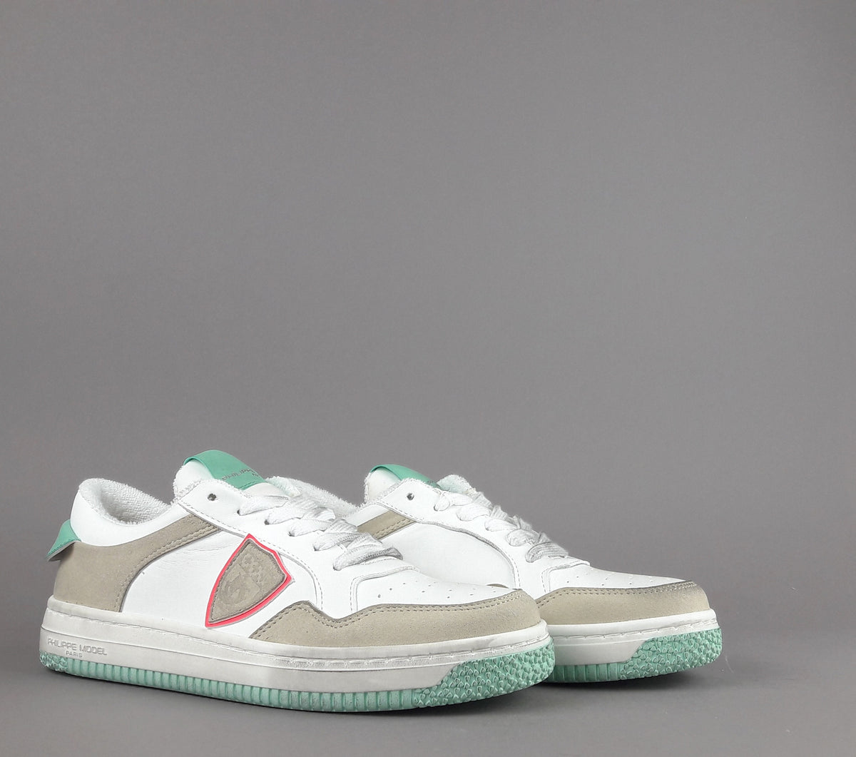 Philippe Model Sneakers Donna Lyon Microfibra Vegan Bianco Verde Tiffany