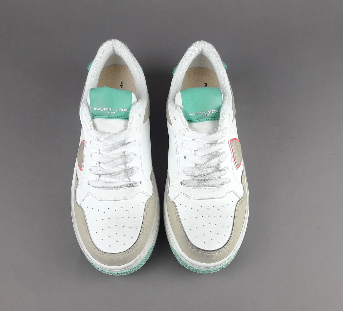 Philippe Model Sneakers Donna Lyon Microfibra Vegan Bianco Verde Tiffany