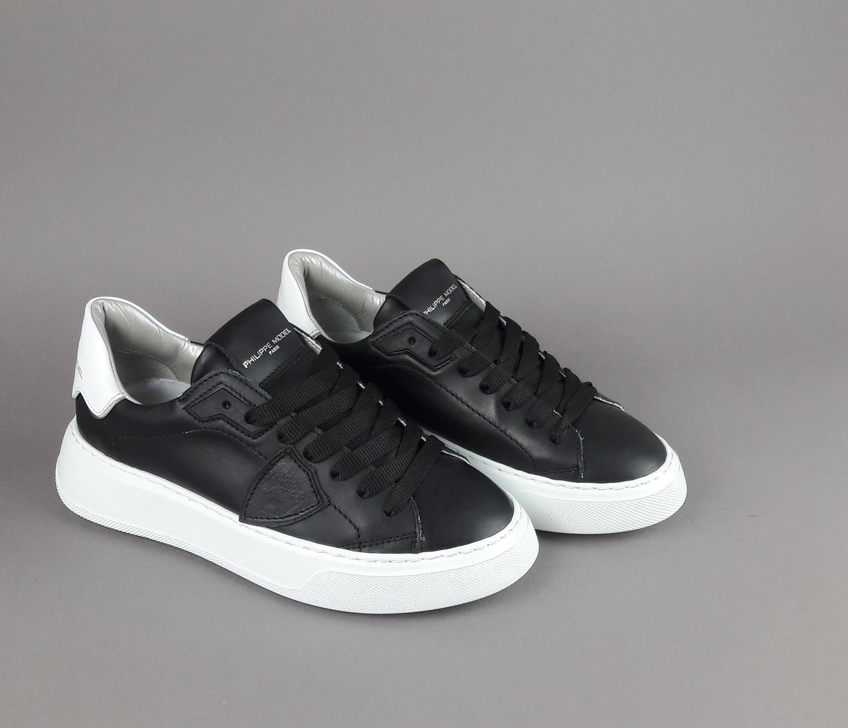 Philippe Model Sneakers Donna New Temple Pelle Nero Spoiler Bianco