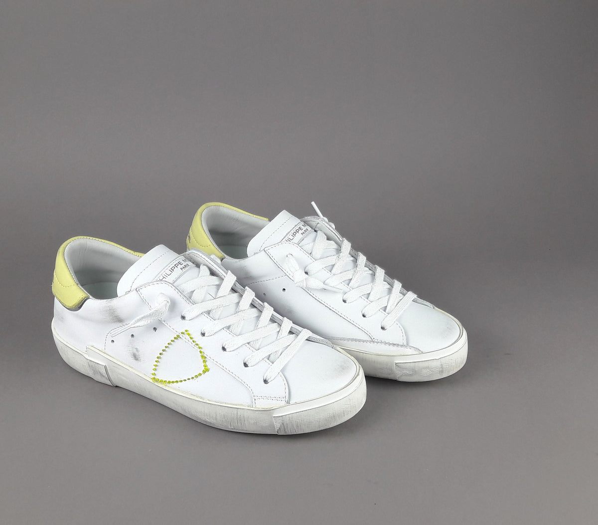 Philippe Model Sneakers Donna Paris x Pelle Bianco Vintage Spoiler Giallo