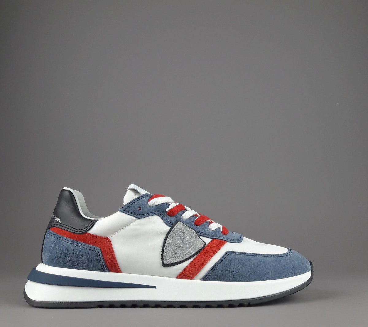 Philippe Model Sneakers Uomo Mondial Camoscio Tela Avion Rosso Bianco