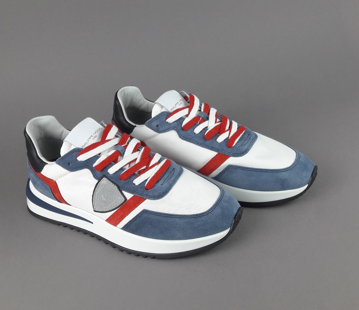 Philippe Model Sneakers Uomo Mondial Camoscio Tela Avion Rosso Bianco