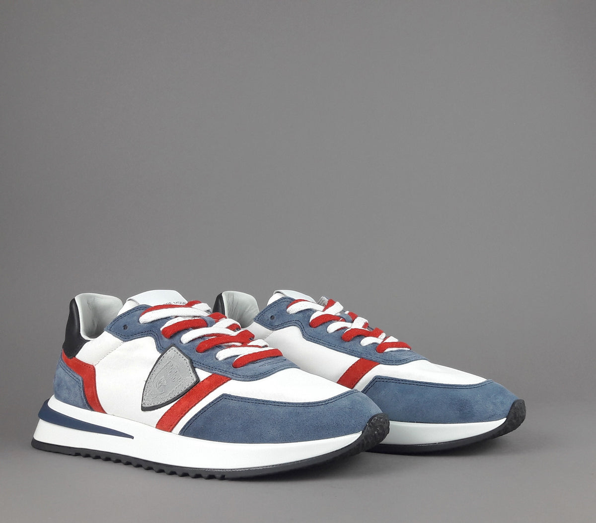 Philippe Model Sneakers Uomo Mondial Camoscio Tela Avion Rosso Bianco