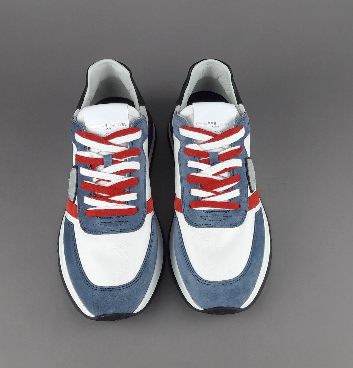 Philippe Model Sneakers Uomo Mondial Camoscio Tela Avion Rosso Bianco