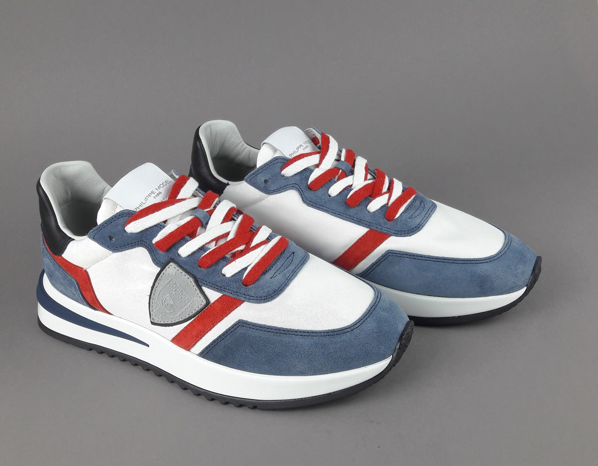 Philippe Model Sneakers Uomo Mondial Camoscio Tela Avion Rosso Bianco
