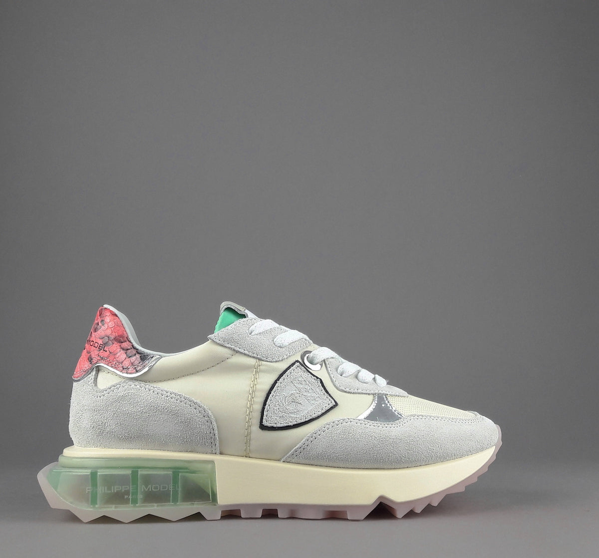Philippe Model Sneakers Donna La Rue Camoscio Tela Bianco Opaco Avorio