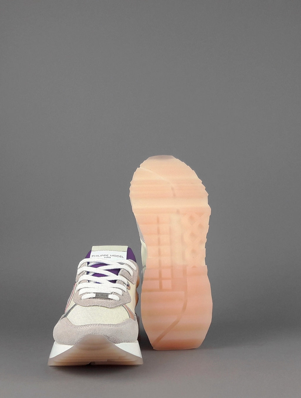 Philippe Model Sneakers Donna La Rue Mondial Camoscio Tela Rosa Chiaro Avorio