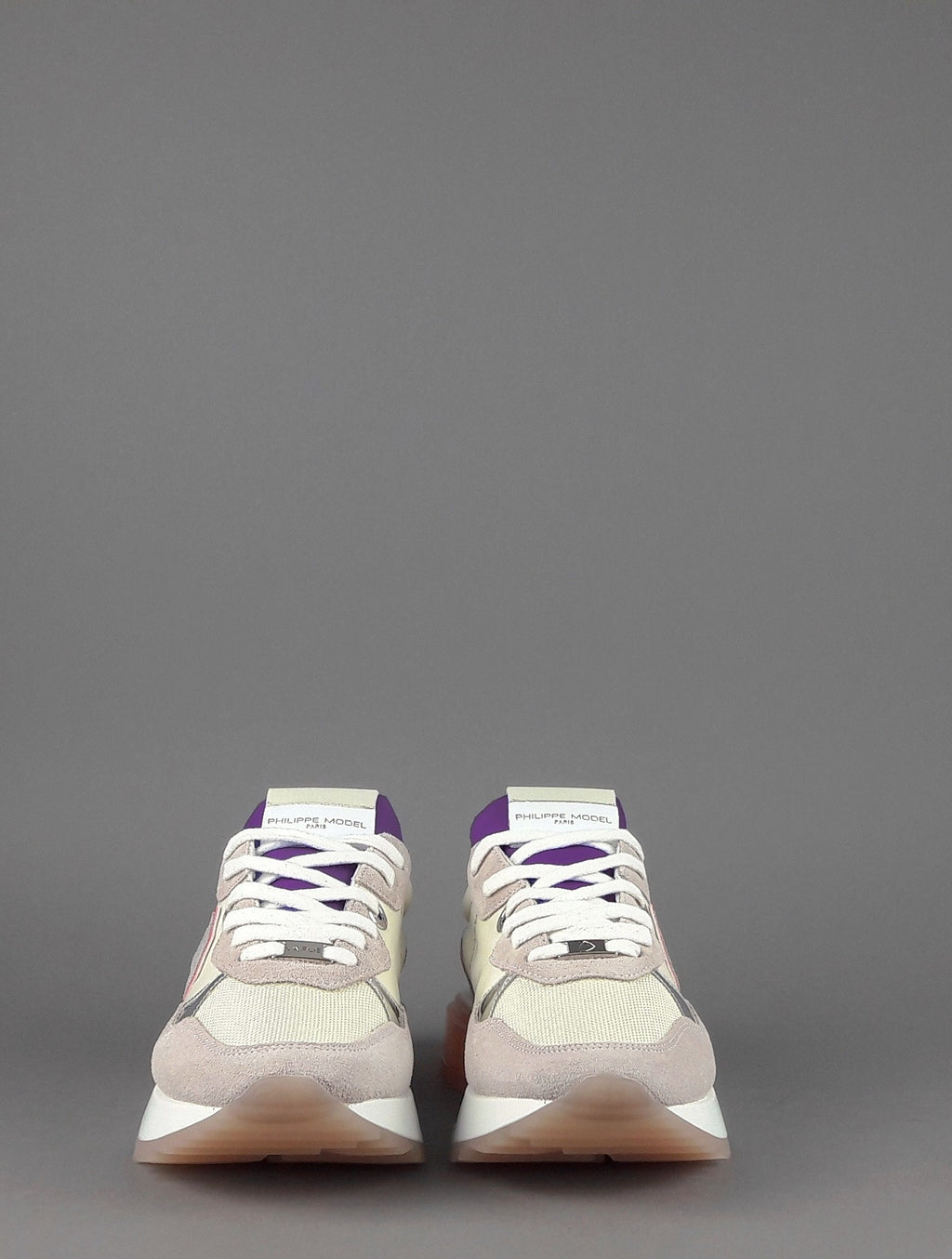 Philippe Model Sneakers Donna La Rue Mondial Camoscio Tela Rosa Chiaro Avorio