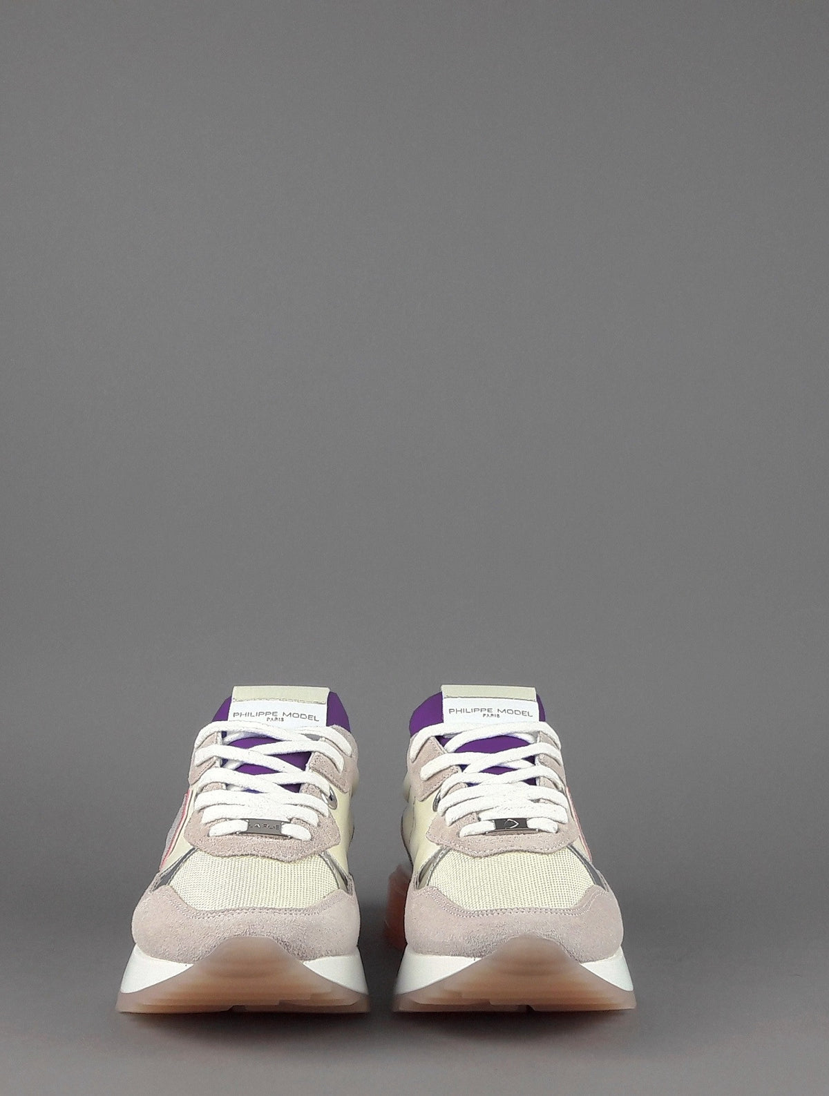 Philippe Model Sneakers Donna La Rue Mondial Camoscio Tela Rosa Chiaro Avorio