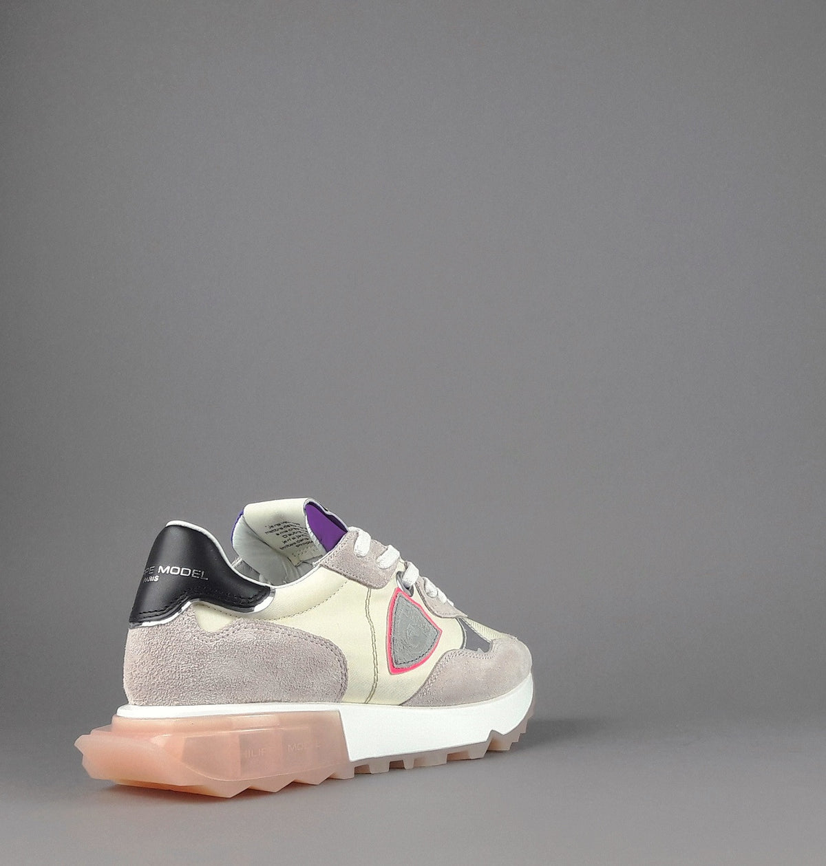 Philippe Model Sneakers Donna La Rue Mondial Camoscio Tela Rosa Chiaro Avorio