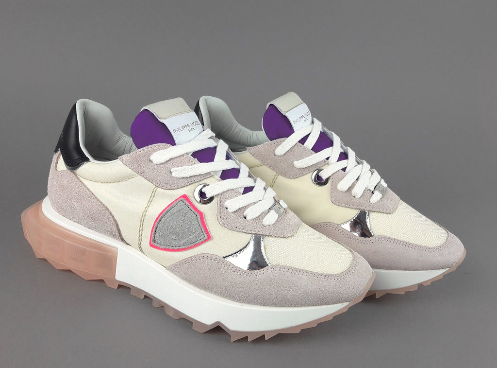 Philippe Model Sneakers Donna La Rue Mondial Camoscio Tela Rosa Chiaro Avorio