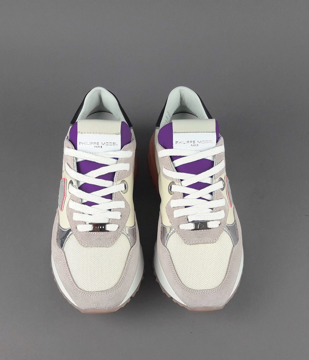 Philippe Model Sneakers Donna La Rue Mondial Camoscio Tela Rosa Chiaro Avorio