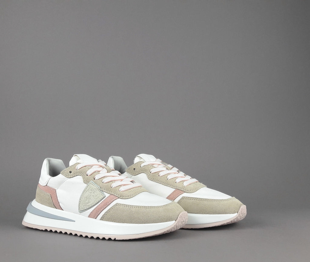 Philippe Model Sneakers Donna Mondial Camoscio Tela Beige Rosa