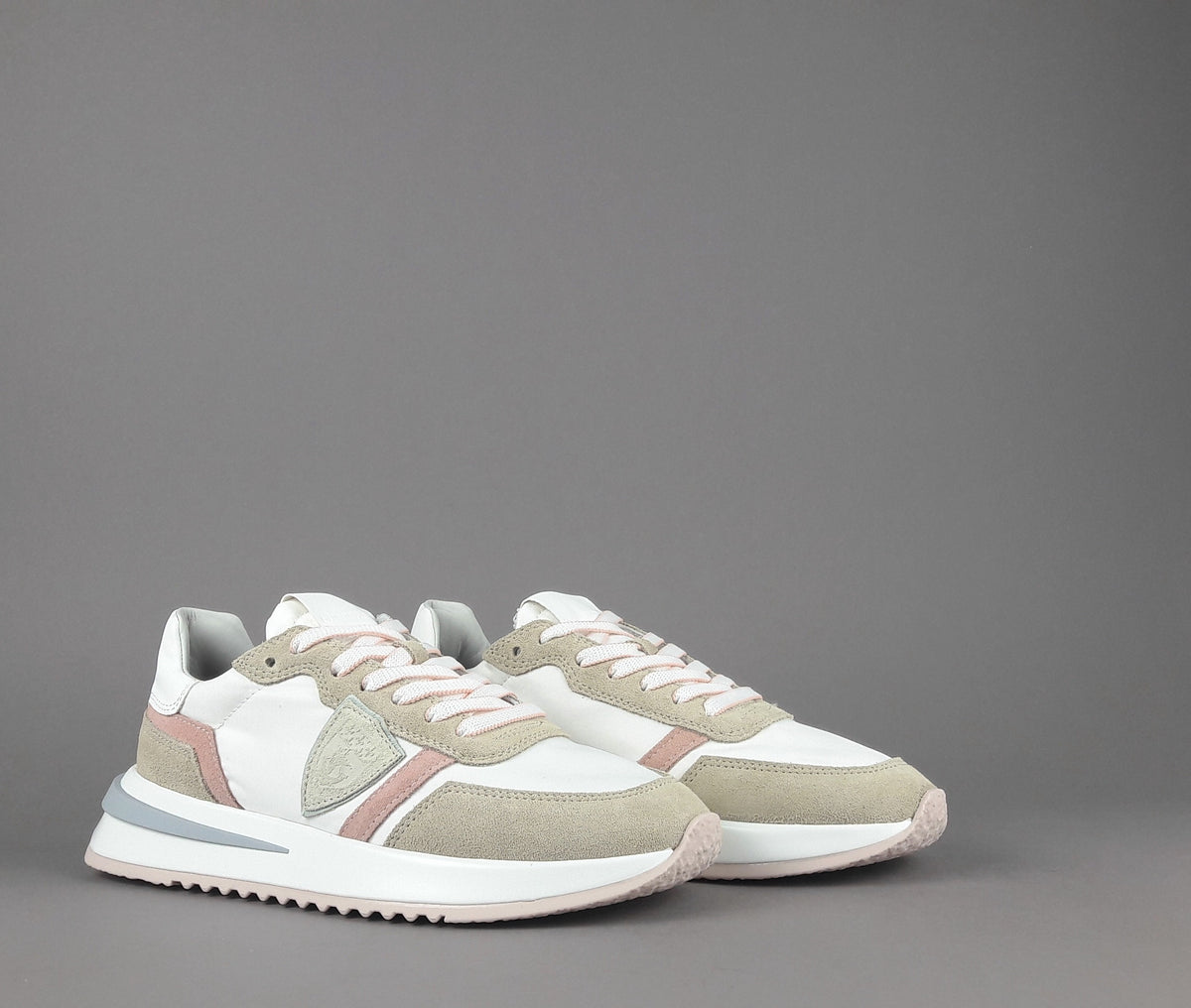Philippe Model Sneakers Donna Mondial Camoscio Tela Beige Rosa
